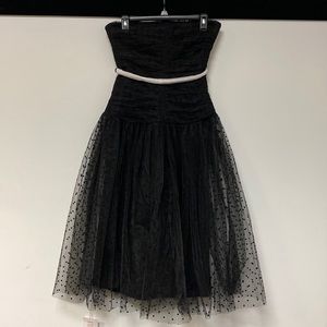 Self-Portrait Black Strapless Dress with Polka Dot Tulle
